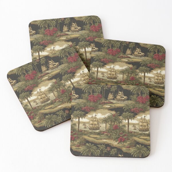 Item preview, Muted ships sail by quiet, flowering tropical shores. designed and sold by Piotrek0001.