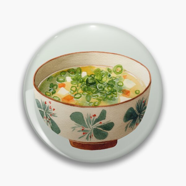 Item preview, Miso Soup in a Floral Bowl, Topped with Chopped Spring Onions designed and sold by Violet Peonies.