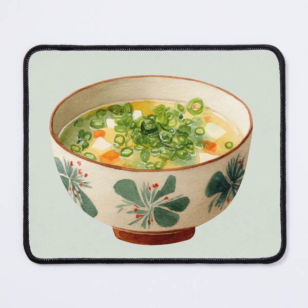 Item preview, Miso Soup in a Floral Bowl, Topped with Chopped Spring Onions designed and sold by Violet Peonies.