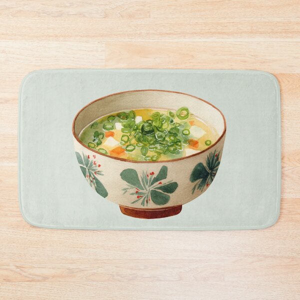 Item preview, Miso Soup in a Floral Bowl, Topped with Chopped Spring Onions designed and sold by Violet Peonies.