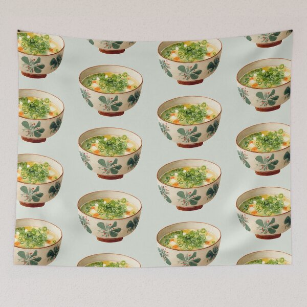 Item preview, Miso Soup in a Floral Bowl, Topped with Chopped Spring Onions designed and sold by Violet Peonies.
