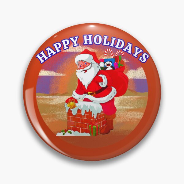 Item preview, Happy Holidays Santa Going Down The Chimney Vintage designed and sold by Lovemountain.