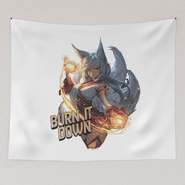 Item preview, Burn It Down – Anime Fox Girl Mage | Fire Magic | Badass Fantasy Character Art designed and sold by Oni-Pixels.
