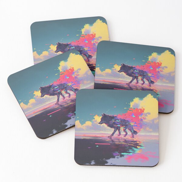 Item preview, Wolf Running with Cyan Flames Vector Art designed and sold by Christian Weiss.