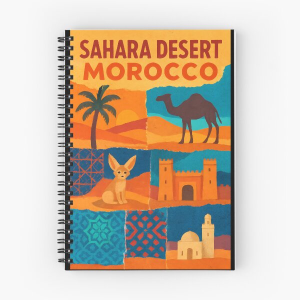 Item preview, Sahara Desert Culture Collage Travel Poster - Dune Ripples designed and sold by Cosmopolis.