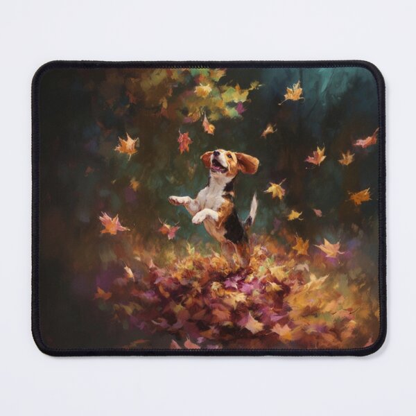 Item preview, A joyful Beagle leaping into a pile of autumn leaves, Dogs in Motion designed and sold by CDC40.