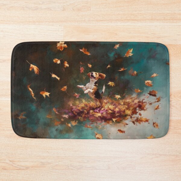 Item preview, A joyful Beagle leaping into a pile of autumn leaves, Dogs in Motion designed and sold by CDC40.