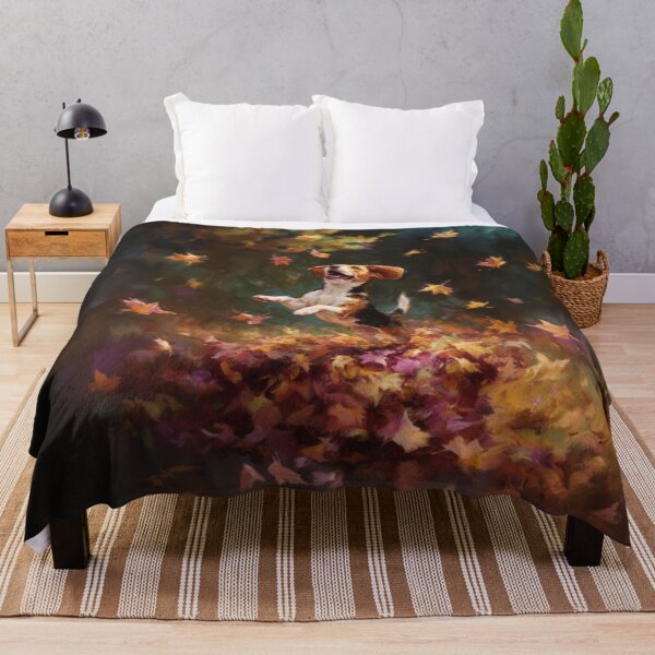Item preview, A joyful Beagle leaping into a pile of autumn leaves, Dogs in Motion designed and sold by CDC40.