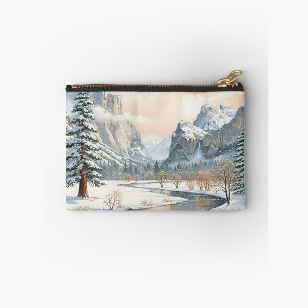 Item preview, Yosemite Winter Valley – Snowy Cliffs and River Watercolor Landscape designed and sold by Mirkoniart.