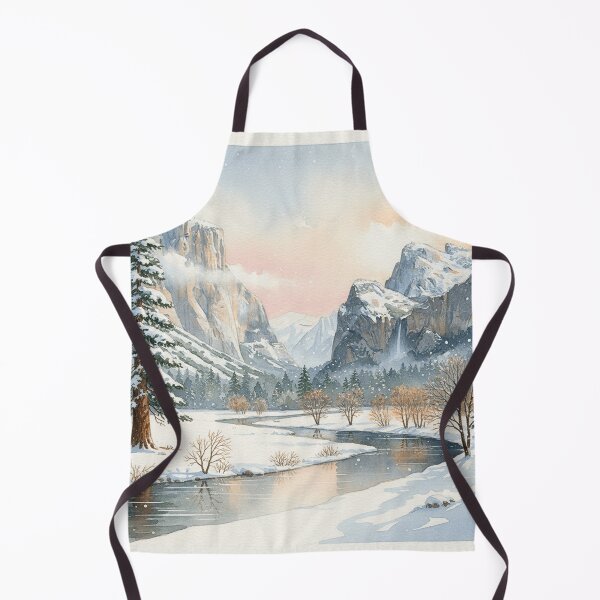 Item preview, Yosemite Winter Valley – Snowy Cliffs and River Watercolor Landscape designed and sold by Mirkoniart.