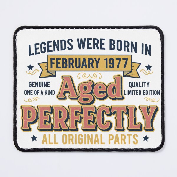 Item preview, Vintage February 1977 Birthday Legend - Aged Perfectly Tee designed and sold by Merchifyme2000.