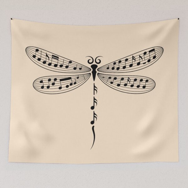Item preview, A dragonfly designed entirely from music notes designed and sold by 123ks.
