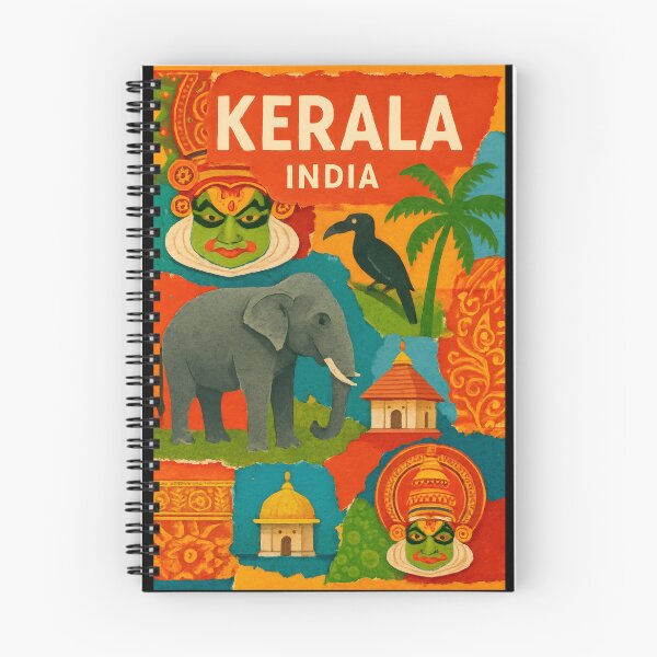 Item preview, Kerala Culture Collage Travel Poster - Kathakali & Elephants designed and sold by Cosmopolis.