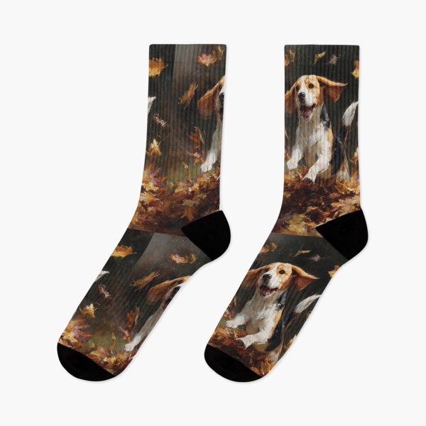 Item preview, A joyful Beagle leaping into a pile of autumn leaves, Dogs in Motion designed and sold by CDC40.