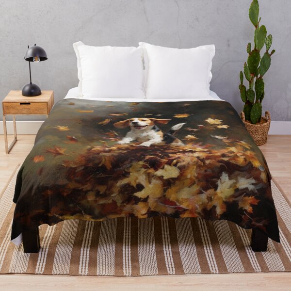 Item preview, A joyful Beagle leaping into a pile of autumn leaves, Dogs in Motion designed and sold by CDC40.