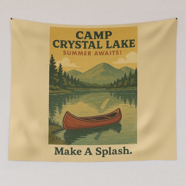 Item preview, Camp Crystal Lake – Vintage Summer Camp Horror Parody Design designed and sold by DiamondSkyShirt.