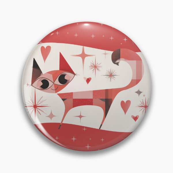 Item preview, Atomic Starburst Cat – Retro Red Mid-Century Modern Geometric Kitty designed and sold by WitsandWonders.