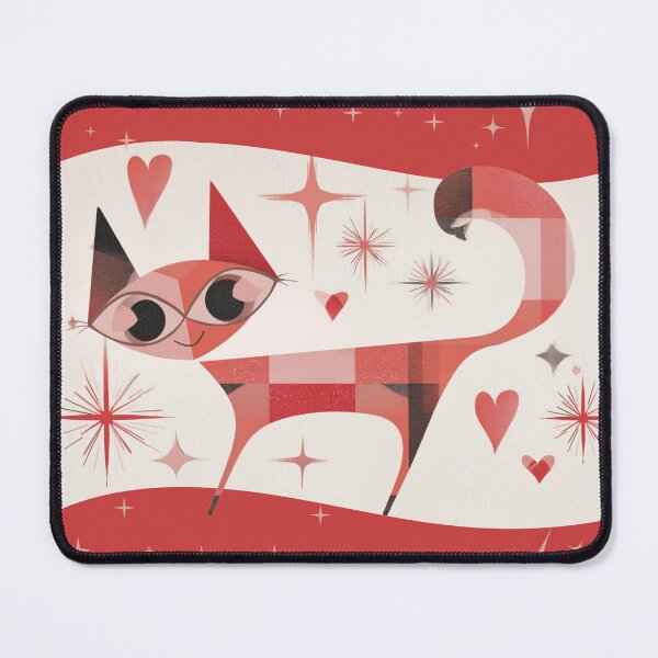 Item preview, Atomic Starburst Cat – Retro Red Mid-Century Modern Geometric Kitty designed and sold by WitsandWonders.