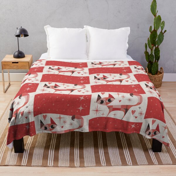 Item preview, Atomic Starburst Cat – Retro Red Mid-Century Modern Geometric Kitty designed and sold by WitsandWonders.