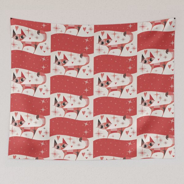 Item preview, Atomic Starburst Cat – Retro Red Mid-Century Modern Geometric Kitty designed and sold by WitsandWonders.