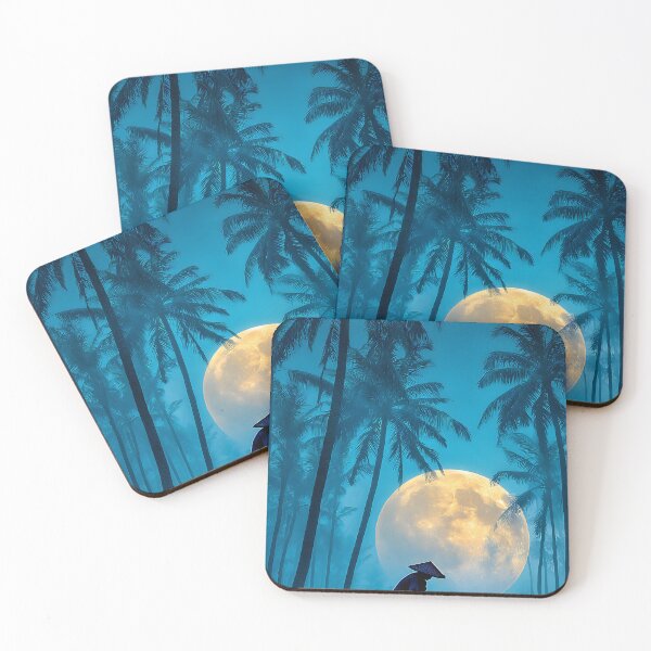 Item preview, Silhouetted Figure Under Moonlit Palm Trees designed and sold by Artessie.