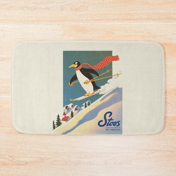 Item preview, Stoos Switzerland Vintage Ski Poster – Cute Penguin Skiing Alpine Art Print designed and sold by paulo silveira.