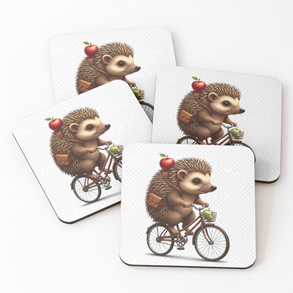 Item preview, Cute Hedgehog Riding a Bicycle with Apples – Adorable Kids Graphic, Nature Lovers Design and Back to School/Autumn Theme designed and sold by Studiocolors.
