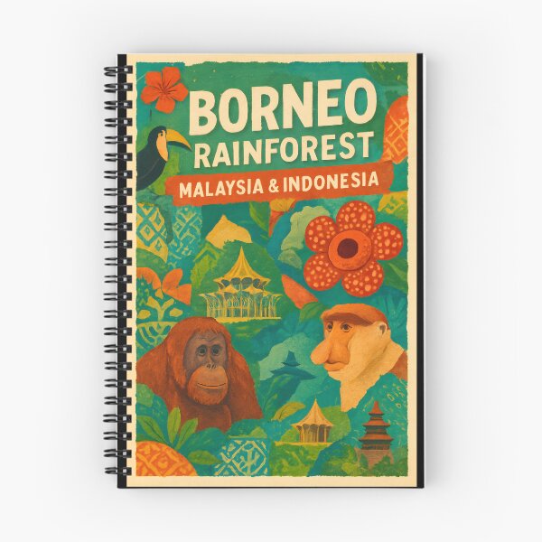 Item preview, Borneo Rainforest Collage Poster - Orangutan & Dayak Tattoo designed and sold by Cosmopolis.