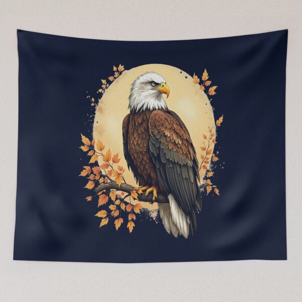 Item preview, Bald Eagle with Autumn Branch and Golden Circle Art designed and sold by BirdsnStuff.