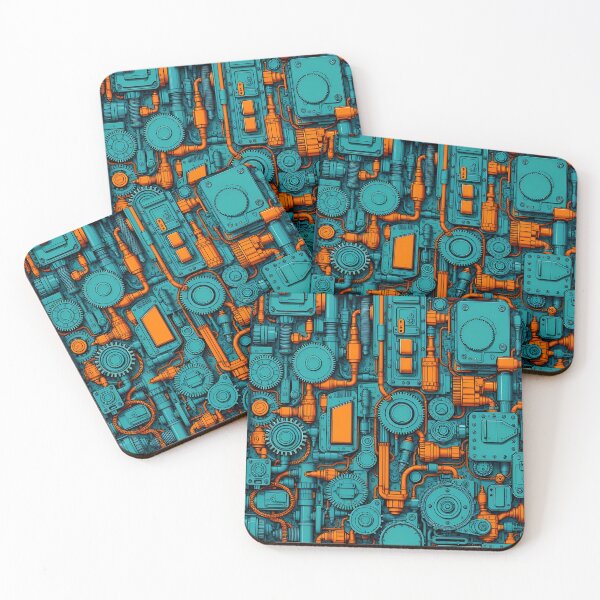 Item preview, Retro-Futuristic Machine Wall – Neon Tech Pattern Art designed and sold by DanjerBoi.