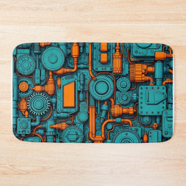 Item preview, Retro-Futuristic Machine Wall – Neon Tech Pattern Art designed and sold by DanjerBoi.