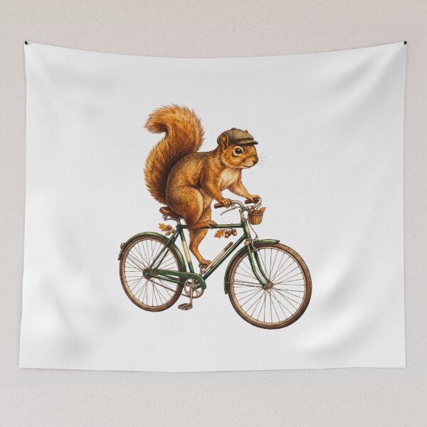 Item preview, Vintage Squirrel Riding Bicycle - Funny Woodland Animal Cyclist designed and sold by SlocifieShop.