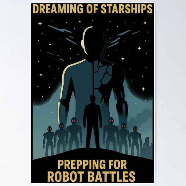 Item preview, Dreaming of Starships Prepping for Robot Battles designed and sold by TeeTimeTreasure.