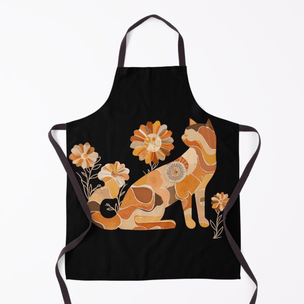Item preview, Golden Patchwork Cat – Retro Floral Boho Cat for Cat Lovers designed and sold by WitsandWonders.