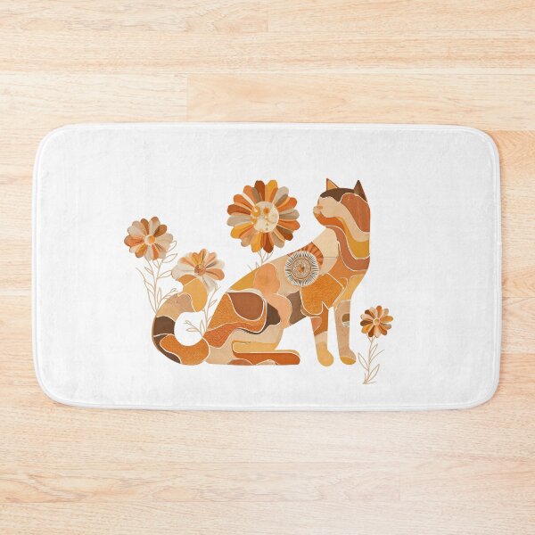 Item preview, Golden Patchwork Cat  – Retro Floral Boho Cat for Cat Lovers designed and sold by WitsandWonders.