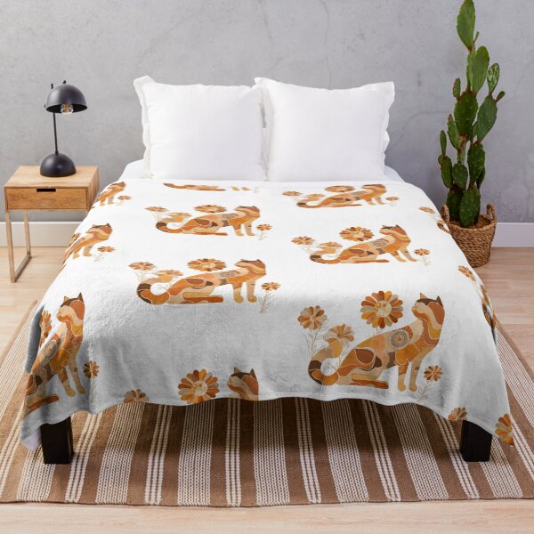 Item preview, Golden Patchwork Cat – Retro Floral Boho Cat for Cat Lovers designed and sold by WitsandWonders.