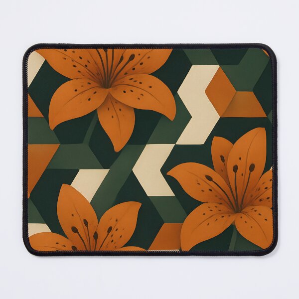 Item preview, Tessellation x Liliaceae Art Print – Tiger Lily Orange Noir designed and sold by Artsy-With.