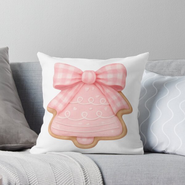Item preview, Watercolor Bell Cookie with Pink Gingham Bow – Coquette Christmas Winter Aesthetic designed and sold by DivinePassion.