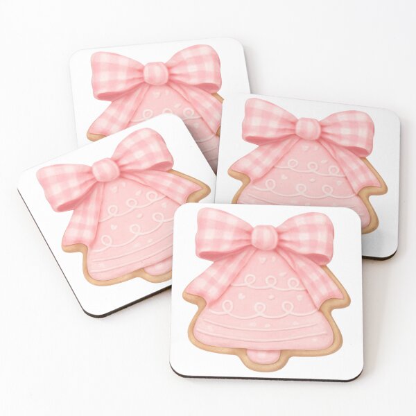 Item preview, Watercolor Bell Cookie with Pink Gingham Bow – Coquette Christmas Winter Aesthetic designed and sold by DivinePassion.