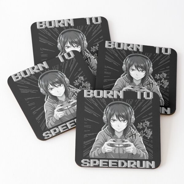 Item preview, Anime Girl Gamer – Born to Speedrun Manga Style Art designed and sold by PHRASEandSTYLE.