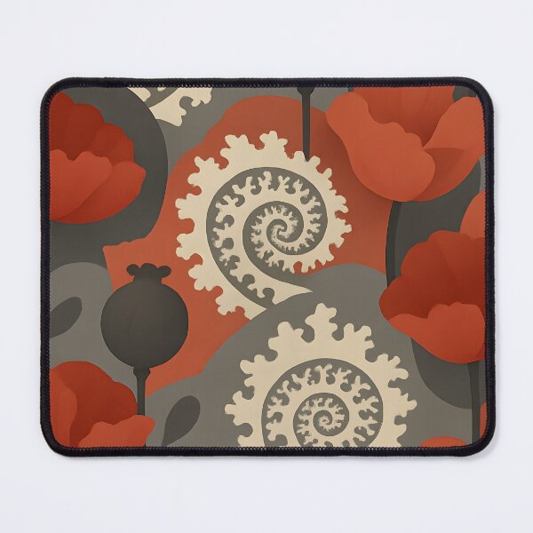 Item preview, Fractal Lace x Papaveraceae Art Print – Poppy Reds & Greys designed and sold by Artsy-With.