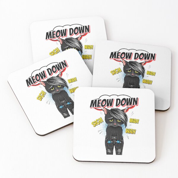 Item preview, Sad Emo Black Cat Comic Meow Down Funny Pun designed and sold by SholoStudio.