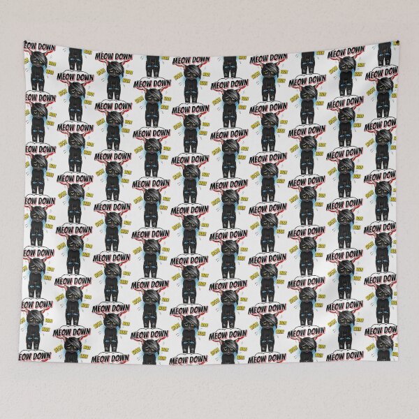 Item preview, Sad Emo Black Cat Comic Meow Down Funny Pun designed and sold by SholoStudio.