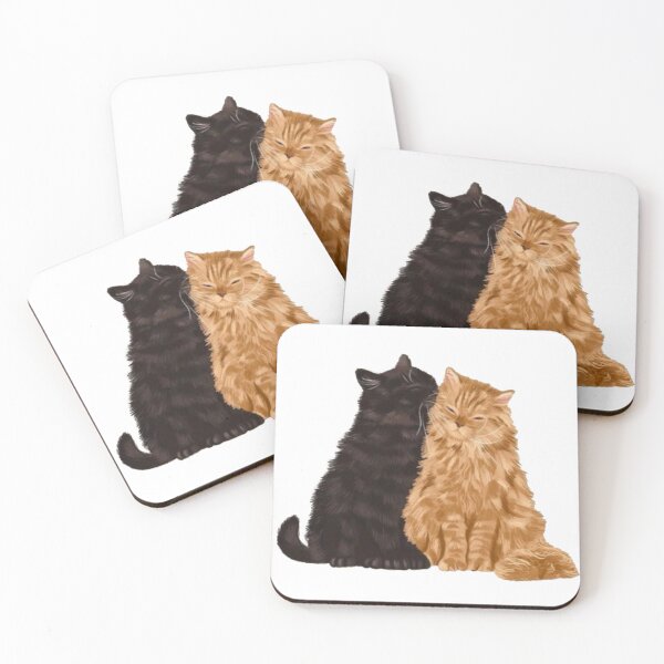 Item preview, Cute Black and Orange Cats Cuddling – Fluffy Cats Illustration designed and sold by lea-lani.