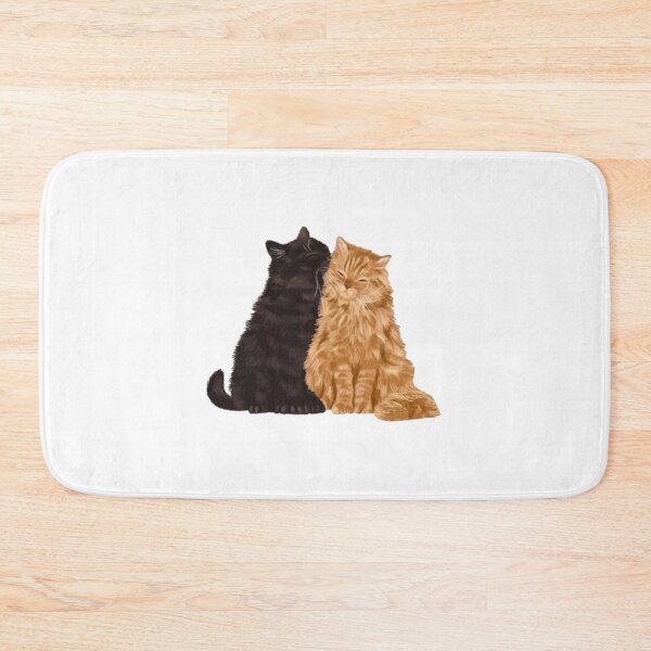 Item preview, Cute Black and Orange Cats Cuddling – Fluffy Cats Illustration designed and sold by lea-lani.
