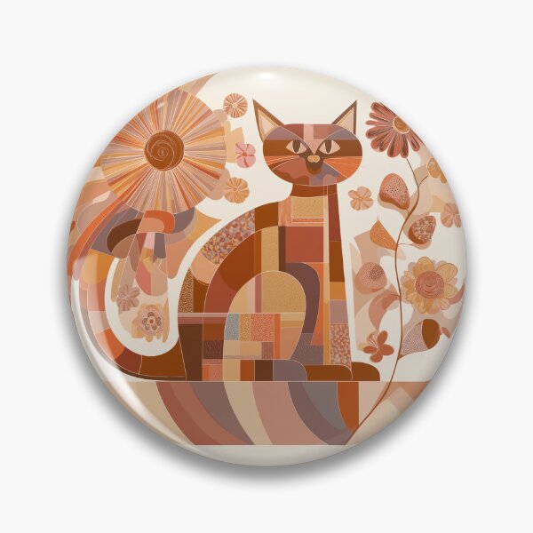 Item preview, Sunflower Patchwork Cat – Modern Boho Orange Cat for Retro Style designed and sold by WitsandWonders.