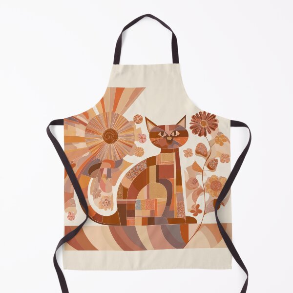 Item preview, Sunflower Patchwork Cat – Modern Boho Orange Cat for Retro Style designed and sold by WitsandWonders.