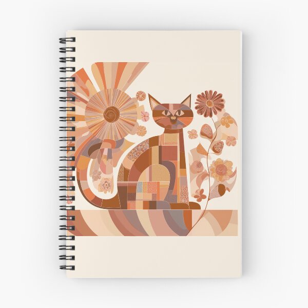 Item preview, Sunflower Patchwork Cat – Modern Boho Orange Cat for Retro Style designed and sold by WitsandWonders.