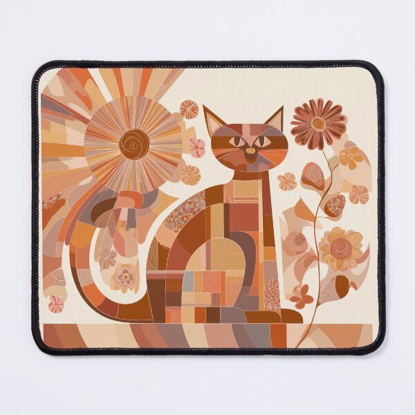 Item preview, Sunflower Patchwork Cat – Modern Boho Orange Cat for Retro Style designed and sold by WitsandWonders.