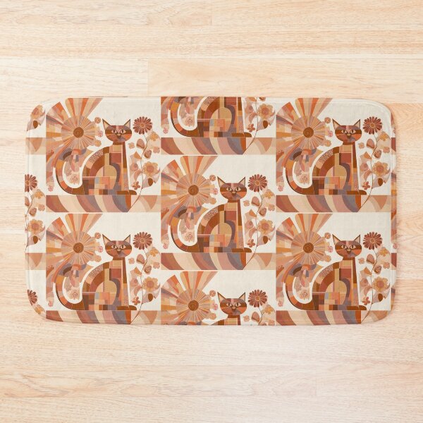 Item preview, Sunflower Patchwork Cat – Modern Boho Orange Cat for Retro Style designed and sold by WitsandWonders.